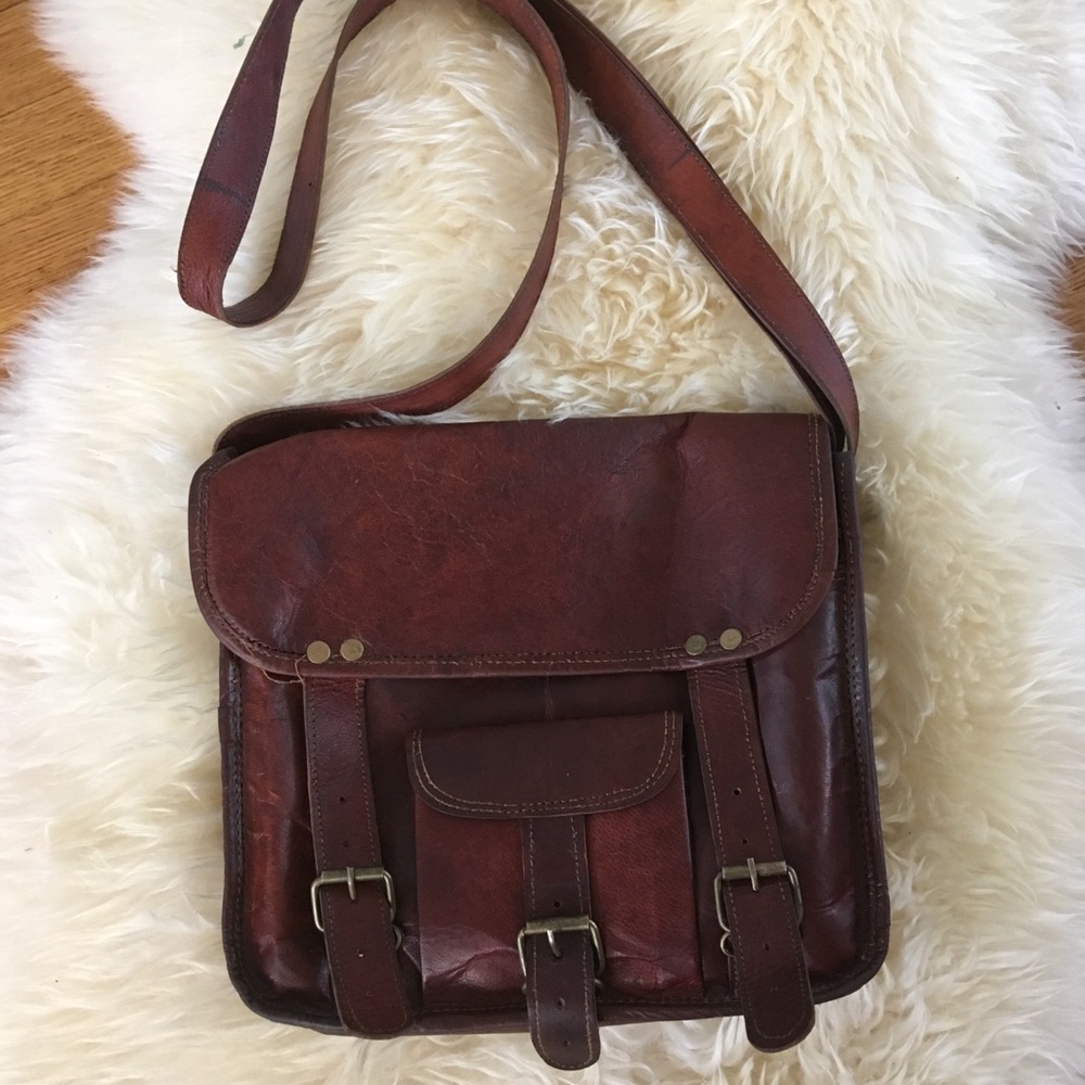 Leather satchel purse